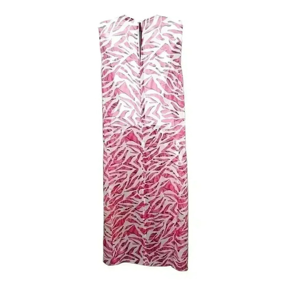 Equipment Silk Maxi Dress Pink White Women's Large Sleeveless Sheer - Picture 2 of 3